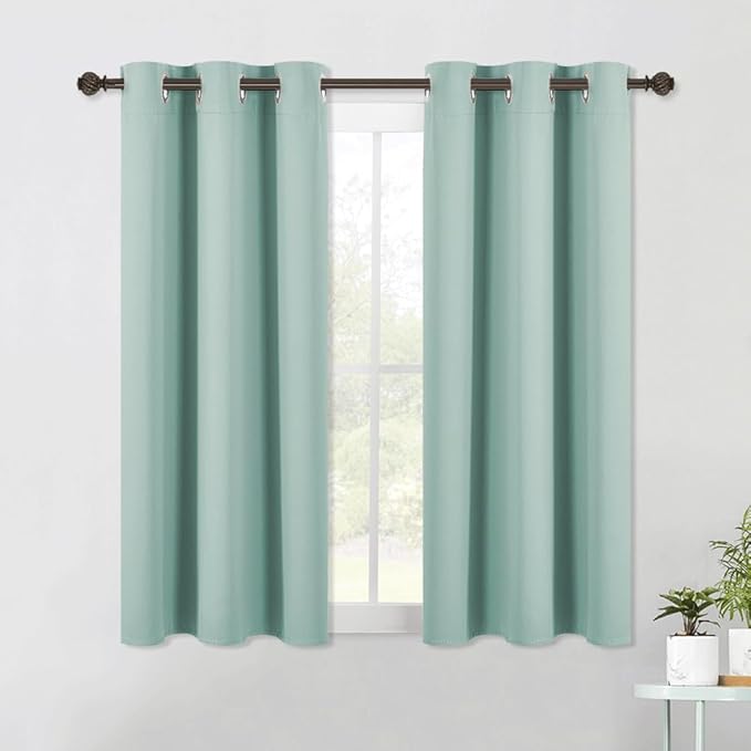 NICETOWN Aqua Blue Blackout Curtain Panels 48 inch Long Set of 2 by NICETOWN