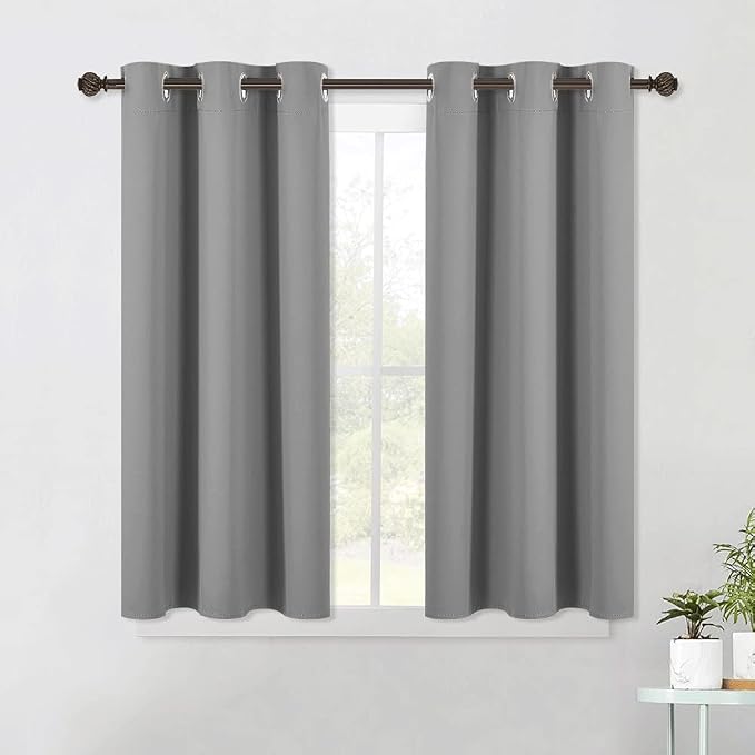 NICETOWN Silver Grey Small Window Blackout Curtain Panels by NICETOWN
