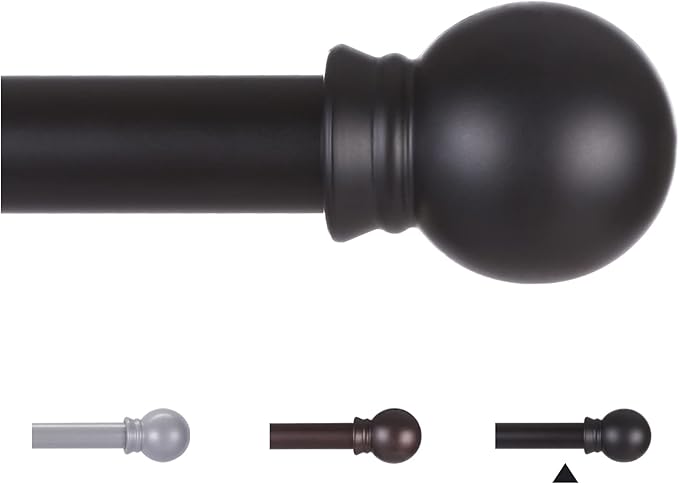 Thestoa Curtain Rods for Windows 48 to 84-92 inch, 5/8" Matte Black Curtain Rod by Thestoa