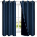 NICETOWN 100% Blackout Short Curtain Panels, Thermal Insulated Black Liner by NICETOWN