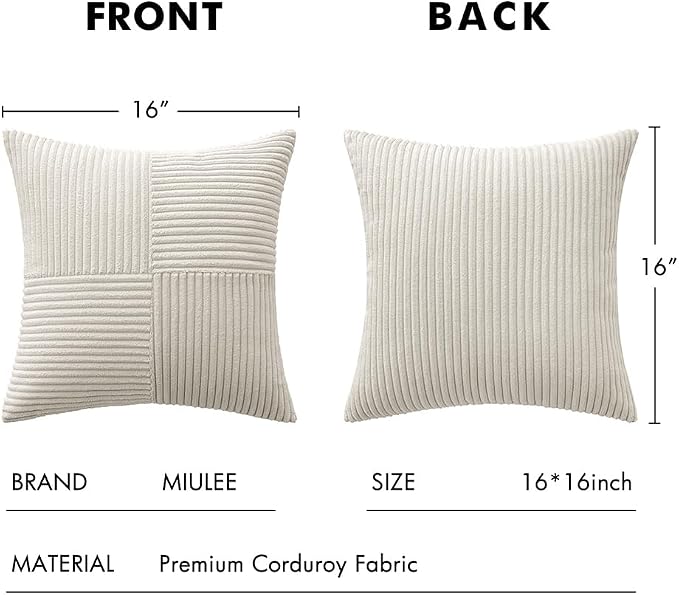 MIULEE Beige Decorative Throw Pillow Covers 16x16 Inch - Image 6
