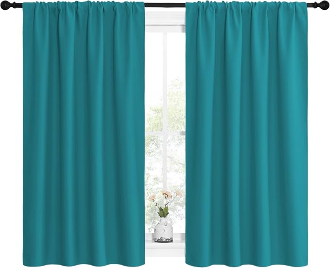 NICETOWN Peacock Blue Blackout Curtains Panels - Image 2