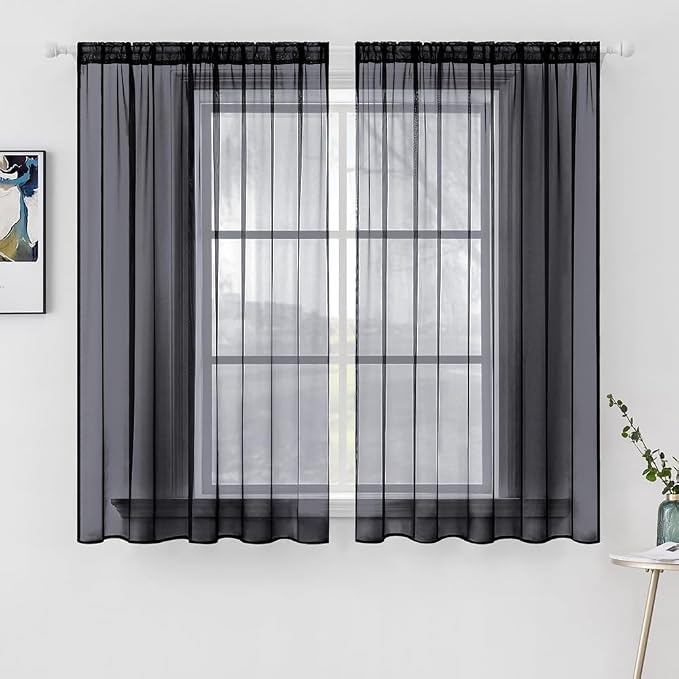 MIULEE 2 Panels Solid Color Sheer Window Curtains Elegant Halloween Window by MIULEE