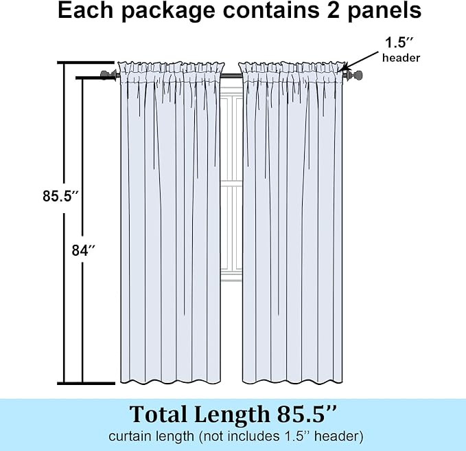 Simplebrand Lime Sheer Curtains 84 Inches Long, Light Filtering Rod Pocket - Image 8