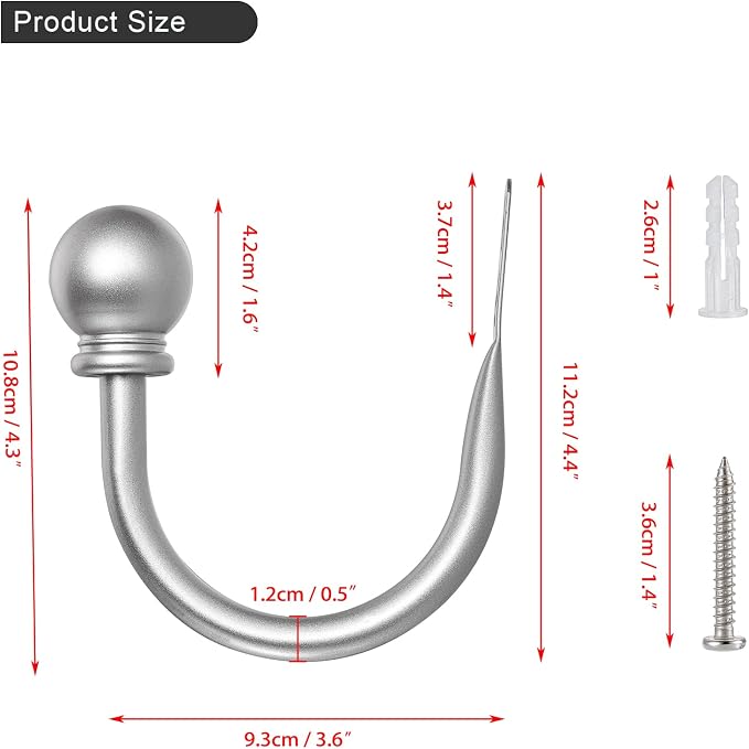 Sumnacon Set of 2 Decorative Curtain Holdbacks, Wall Mounted Aluminum Alloy - Image 3