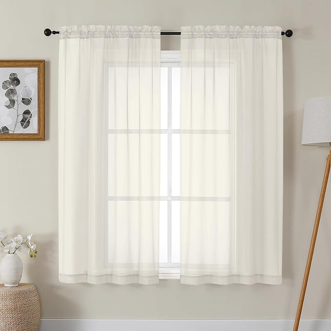 Gwine Ivory Sheer Curtains 63 Inch Length by Gwine