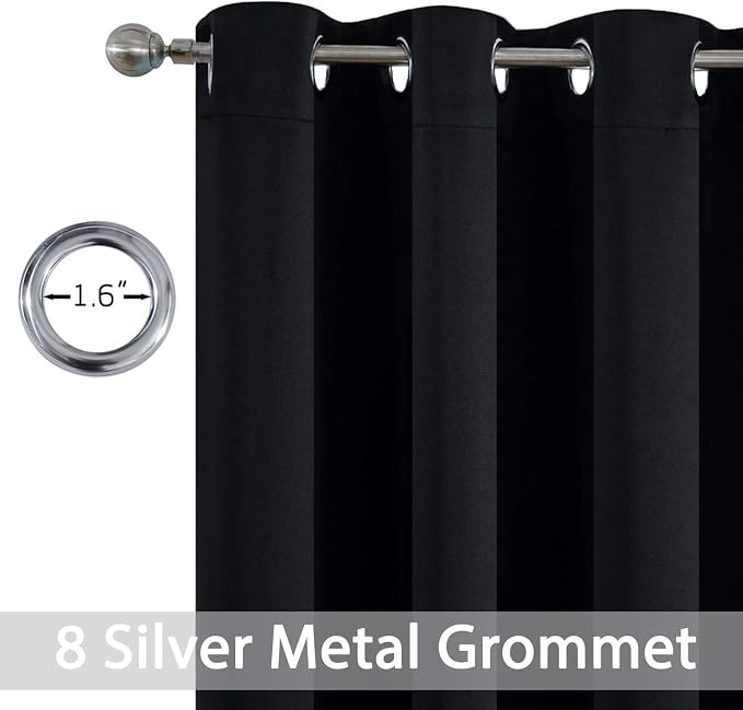 Yakamok Thermal Insulated Blackout Curtains Solid Grommet Window Drapery - Image 4