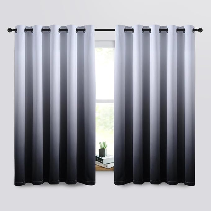 SimpleHome Gradient Color Ombre Room Darkening Curtains Blackout Black Thermal by SimpleHome