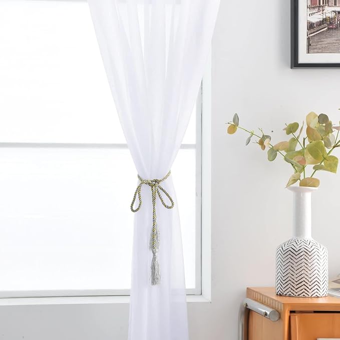 SpaceDresser Sheer Voile Window Treatment Rod Pocket Curtain Panels - Image 5