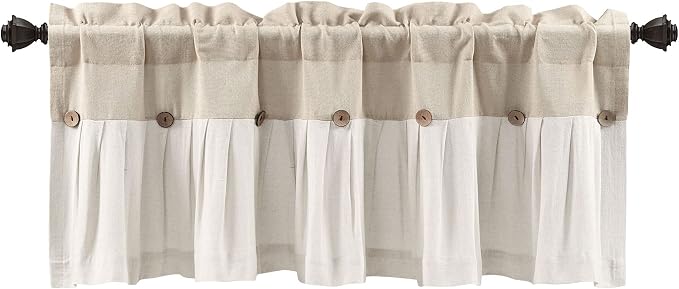 Lush Decor Linen Button Valance | 52"W x 18"L | Farmhouse Style | Coconut Husk - Image 9