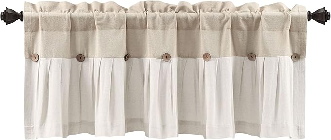 Lush Decor Linen Button Farmhouse Valance Curtians 84"W x 18"L Linen - Image 7