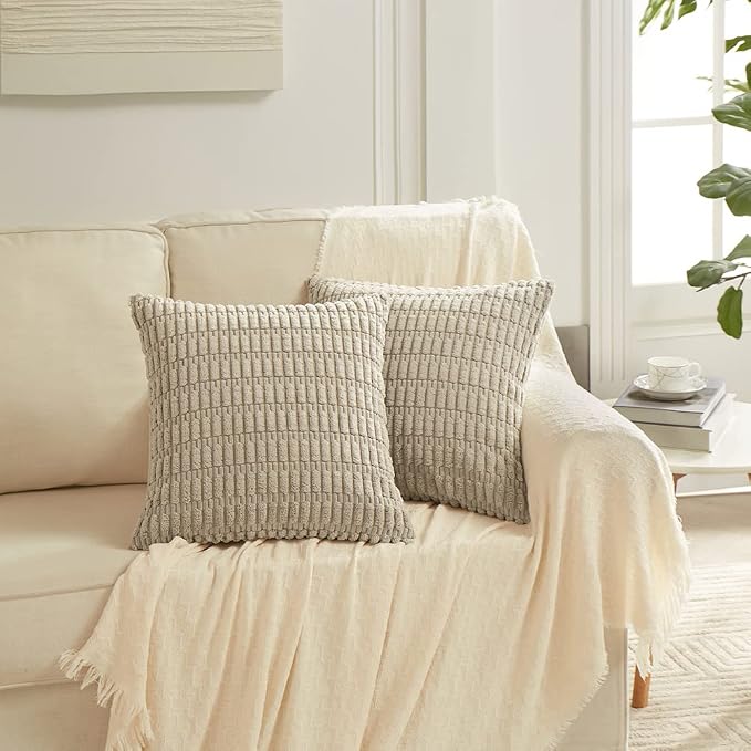 Fancy Homi 4 Packs Taupe Decorative Throw Pillow Covers 18x18 Inch - Image 6