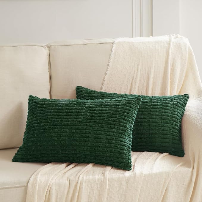 Fancy Homi Set of 4 Dark Green Lumbar Rectangle Decorative Throw Pillow Covers - Image 6