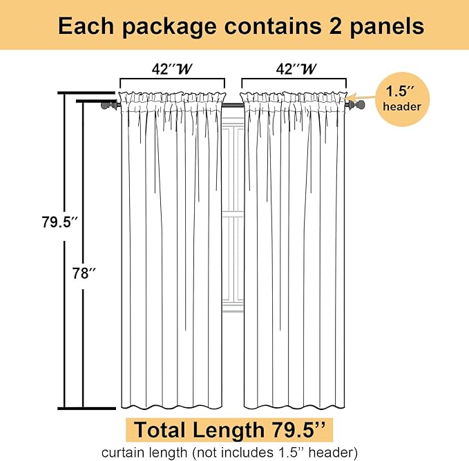 Lecloud Cream Sheer Curtains 78 Inches Long 2 Panels, Elegant Light Filtering - Image 3