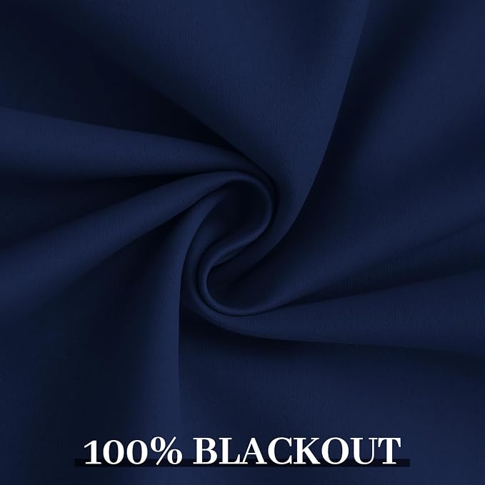 Yakamok Navy Blue 100% Blackout Curtains 96 Inches Long Thermal Insulated - Image 6