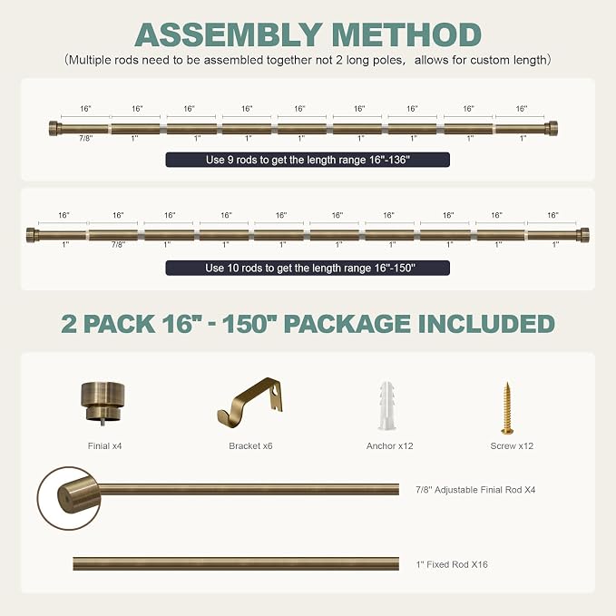 Lootkell 2 Pack Antique Bronze Curtain Rods - Image 9