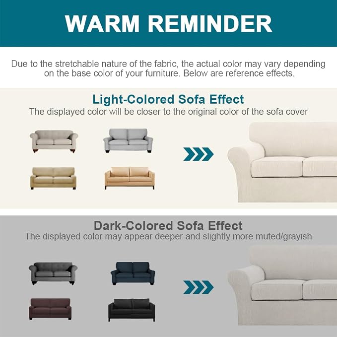 Turquoize 3 Piece Sofa Covers For 2 Cushion Couch Sofa Slipcover Soft Couch - Image 6