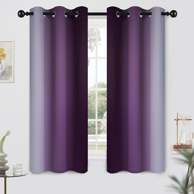 Yakamok Light Blocking Ombre Curtains, Room Darkening Grommet Window Drapes - Image 2