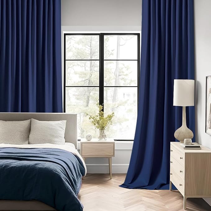 MIULEE Navy Blue Back Tab Blackout Curtains 72 Inches Long 2 Panels Set - Image 2