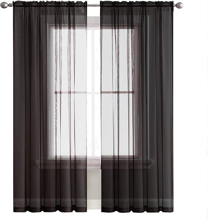 SpaceDresser Basic Rod Pocket Sheer Voile Window Curtain Panels White 1 Pair 2 - Image 3