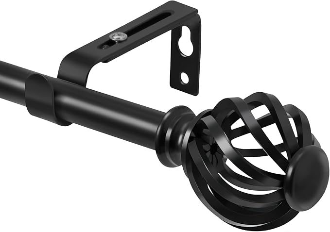 Luvenia Black Decorative Curtain Rod, Adjustable Curtain Rods by Luvenia