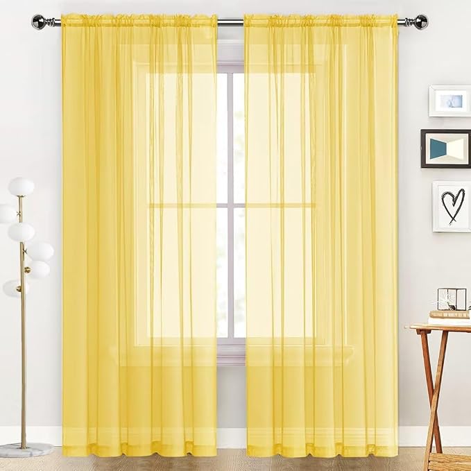 SpaceDresser Sheer Voile Window Treatment Rod Pocket Curtain Panels by SpaceDresser