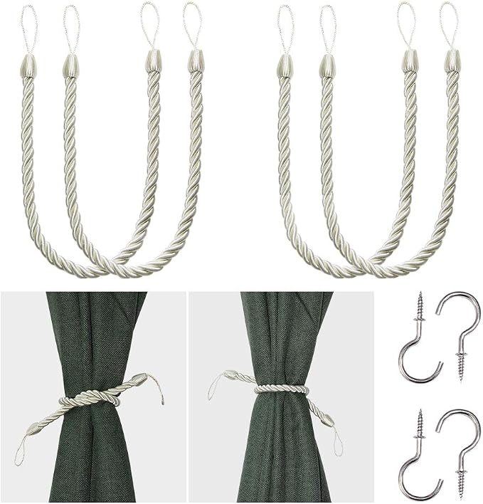 BEL AVENIR Curtain Rope Tiebacks, Drapery Rope Holdbacks by BELAVENIR