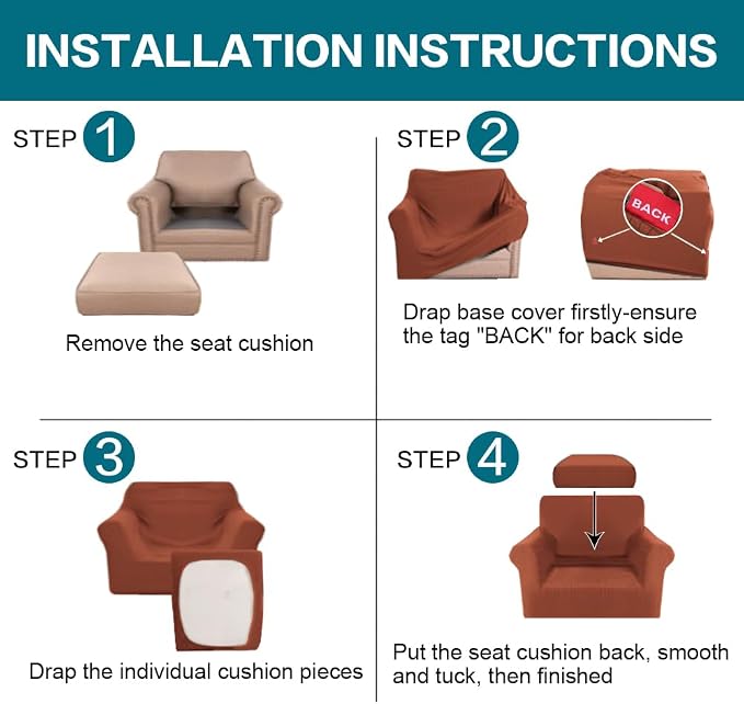 Turquoize 2 Piece Chair Covers Chair Slipcovers - Image 6