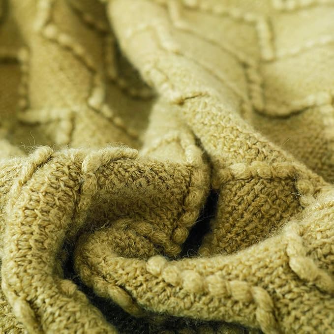 BOURINA Olive Green Throw Blanket 60x80 Inches Throw Textured Solid Soft Sofa - Image 5