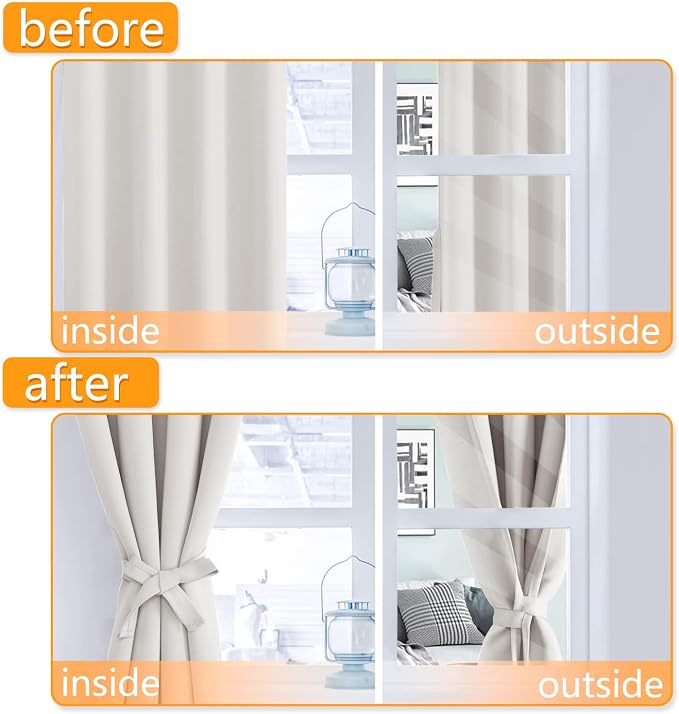 RV Blackout Curtains for Bedroom 52 x 36 Inches Long Ivory 2 Panels | Thermal - Image 5