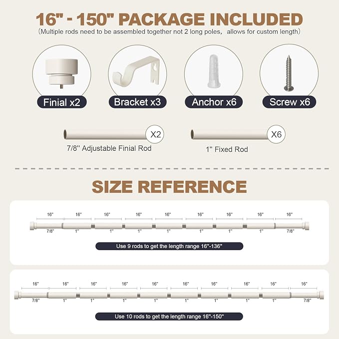 Lootkell Modern White Curtain Rods - Image 9