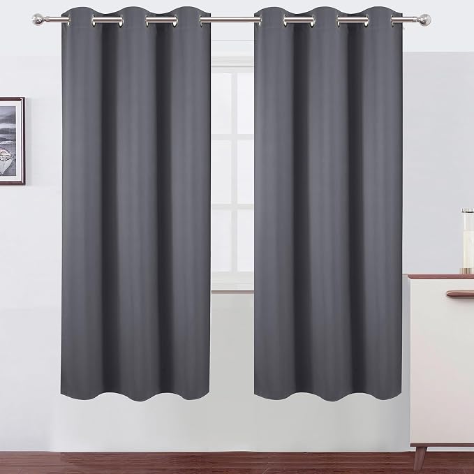 LEMOMO Grey Blackout Curtains 42 x 72 Inch Length/Set of 2 Curtain by Lemomo