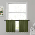 HOMEIDEAS Non-See-Through Olive Green Privacy Sheer Kitchen Curtains, 30 X 24 by HOMEIDEAS