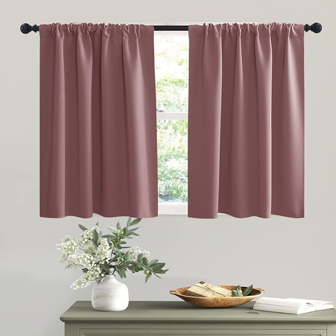 RYB HOME Short Dusty Pink Blackout Curtains by RYBHOME