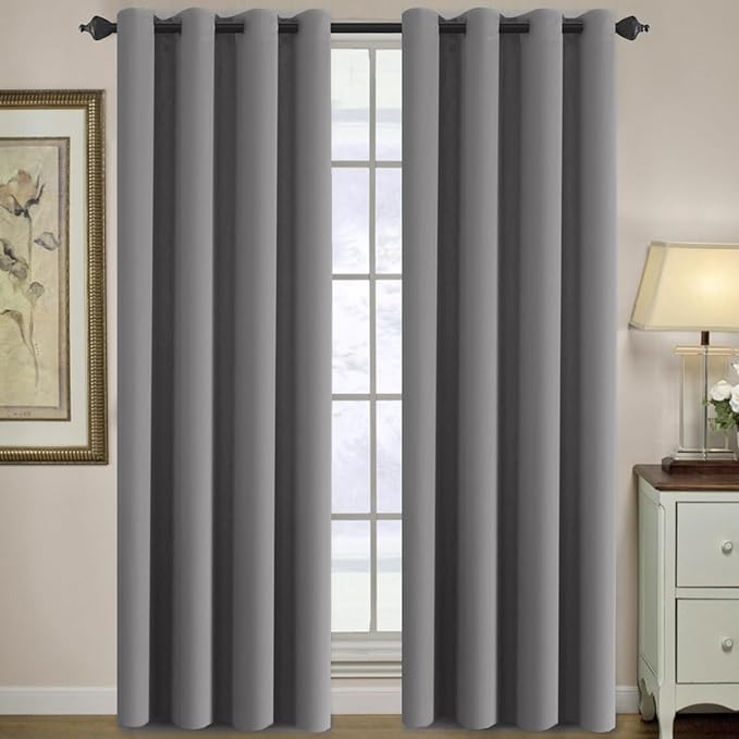 H.VERSAILTEX Premium Blackout Bedroom Curtains 84 Inches Long Gray Curtain by HVERSAILTEX