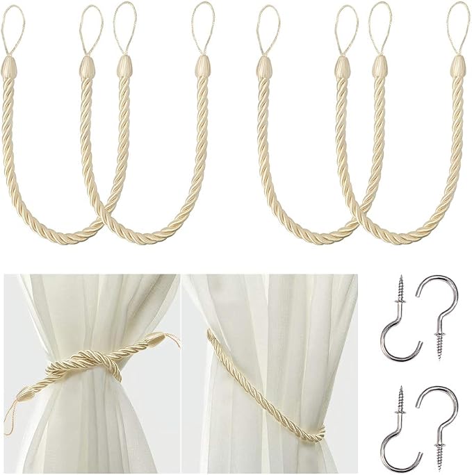 BEL AVENIR Curtain Rope Tiebacks, Drapery Rope Holdbacks by BELAVENIR
