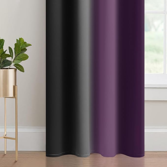 Yakamok Blackout Ombre Purple and Black Curtains - Image 4