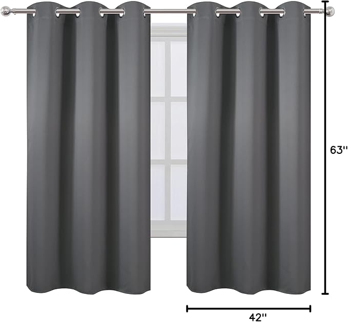 LEMOMO Grey Blackout Curtains 42 x 63 Inch Length/Set of 2 Curtain - Image 10