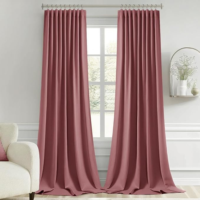 MIULEE Dusty Rose Back Tab Blackout Curtains 120 Inch Long 2 Panels Set - Image 9