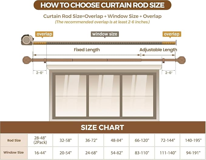 KAMANINA 1 Inch Curtain Rod Telescoping Single Drapery Rod 36 to 72 Inches - Image 7