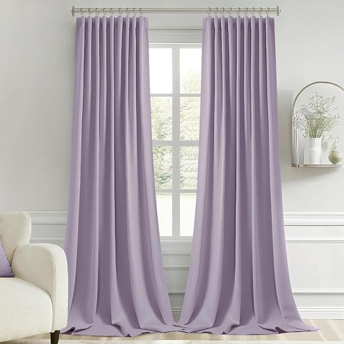 MIULEE Lilac Back Tab Blackout Curtains 120 Inch Long 2 Panels Set - Image 9