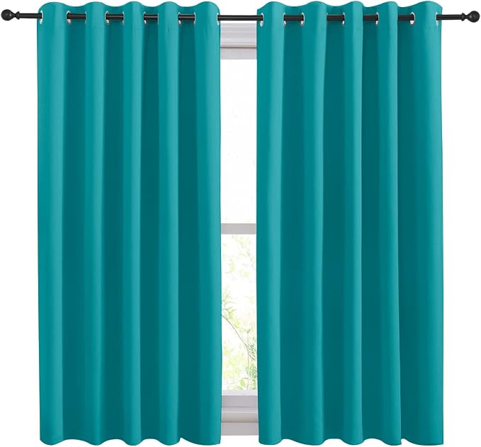 NICETOWN Peacock Teal Thermal Insulated Curtains Blackout Draperies, Window - Image 2