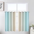 Estelar Textiler Beige and Aqua Ombre Short Blackout Cafe Curtains 36 Inch by ESTELARTEXTILER