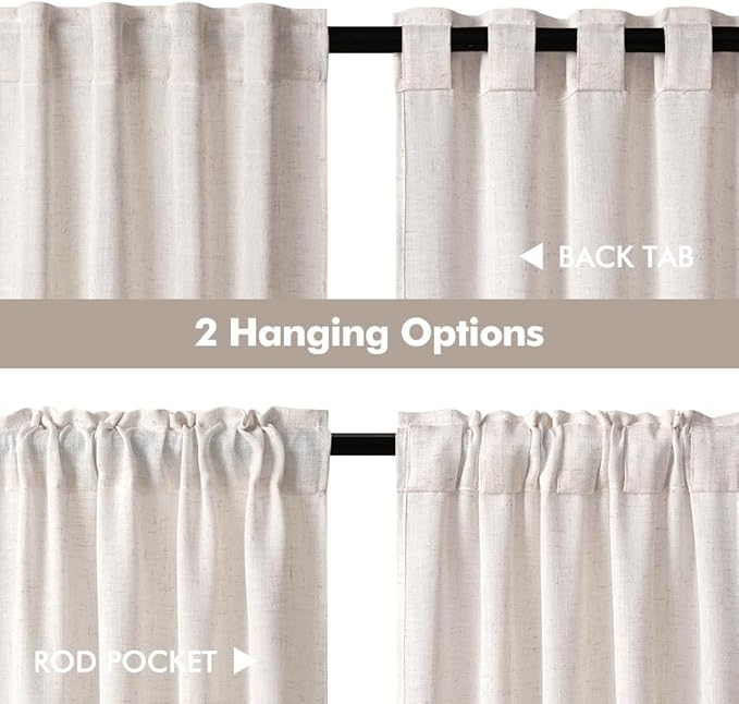 MIULEE Farmhouse Kitchen Curtains 36 Inch Length 2 Panels, Soft Thick Linen - Image 5