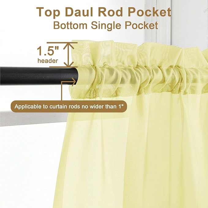 Chyhomenyc Sheer Curtains 45 Inch Long 2 Panels - Image 5