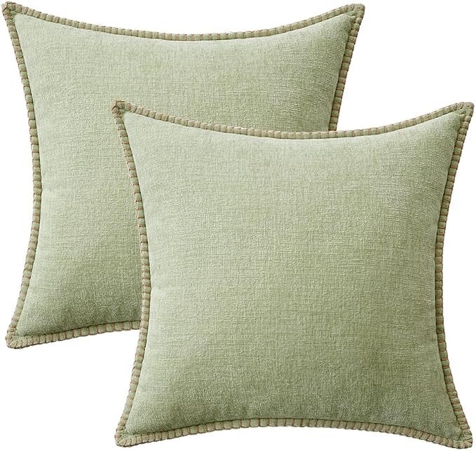 MIULEE Pack of 2 Couch Throw Pillow Covers 16x16 Inch Light Green Farmhouse - Image 6