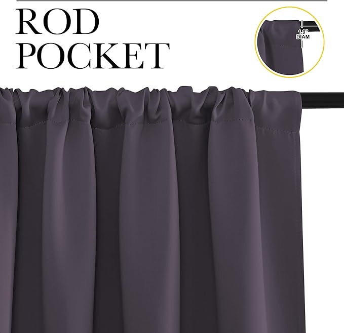 NICETOWN Blackout Curtains for Bedroom, 1 Pair, 62 by 63-inch, Window Treatment - Image 2