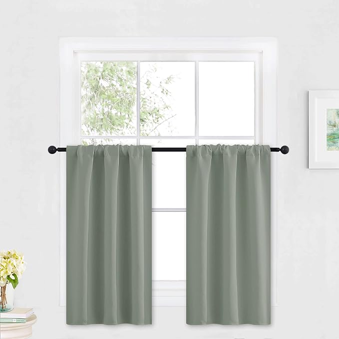 RYB HOME Kitchen Blackout Curtains Over Sink 36 inch Length, Rod Pocket Summer by RYBHOME