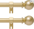 Gold Curtain Rod for Windows 30 to 60 Inch, 2 Pack 5/8 Inch Diameter Adjustable by Poskena