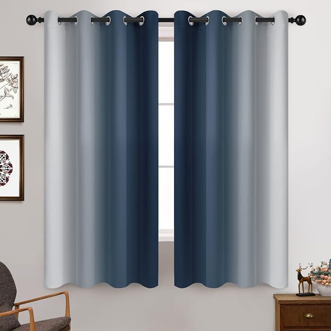 Yakamok Room Darkening Ombre Curtains 63 Inch Length, Light Blocking Grommet - Image 2
